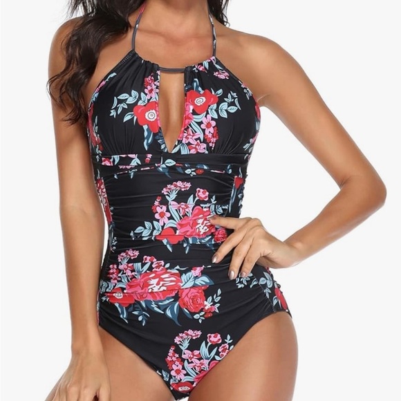 Smismivo Tummy Control Swimwear Halter One Piece Ruched Slimming Bathing Suit XL - Picture 14 of 14